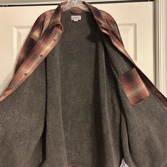 Mens CARHARTT Hubbard Sz 3XL Plaid Flannel Sherpa Lined Shirt Jacket - Picture 8 of 10